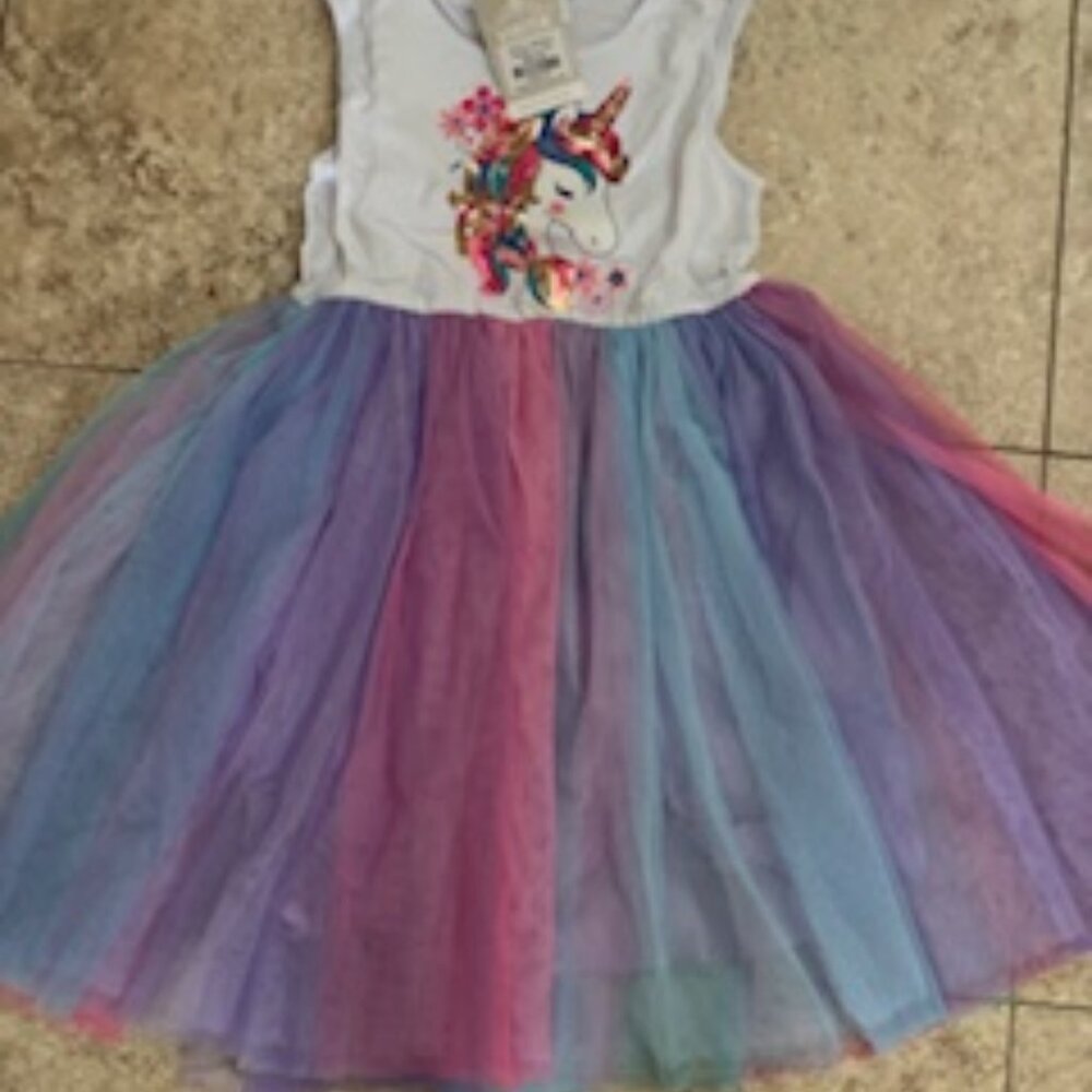 Girls' Unicorn Tulle Dress Size 6/7